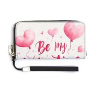 Jubonexis Be My Valentine - Cartera larga de piel sintética con diseño de acuarela rosa, monedero, funda para tarjetas de crédito, almacenamiento de dinero duradero para mujeres y hombres