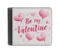Jubonexis Be My Valentine - Cartera plegable de piel sintética suave en acuarela rosa, monedero, funda para tarjetas de crédito, tarjetero duradero, billetera delgada para hombres y mujeres