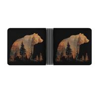 Jubonexis Bear Among Forest Trees Silhouette - Cartera plegable de piel sintética suave, monedero, funda para tarjetas de crédito, tarjetero duradero, billetera delgada para hombres y mujeres