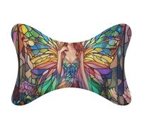 Jubonexis Beautiful Fairy with Wings - Juego de 2 almohadas para el cuello del coche, almohadas de viaje para el cuello, reposacabezas y hueso para asiento de coche