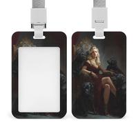 Jubonexis Beautiful Woman Black Dogs Dark Fantasy - Portatarjetas retráctiles con clip para tarjetas, protector de tarjetas, etiqueta de nombre para trabajo, oficina, médico, enfermera