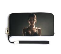 Jubonexis Beautiful Woman - Cartera de piel sintética larga y plegable, monedero, funda para tarjetas de crédito, almacenamiento de dinero duradero para mujeres y hombres