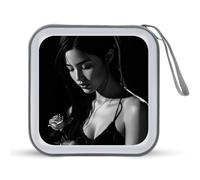 Jubonexis Beautiful Woman Holding A Single Rose - Estuche de almacenamiento portátil para CD y DVD, para coche, hogar, viajes