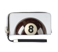 Jubonexis Billar billar marrón oscuro número 8 de piel sintética tipo cartera plegable larga, monedero, funda para tarjetas de crédito, almacenamiento de dinero duradero para mujeres y hombres