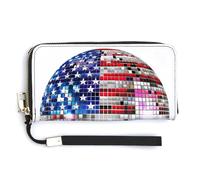 Jubonexis Billetera larga plegable de piel sintética con diseño de bandera de Estados Unidos, monedero, funda para tarjetas de crédito, almacenamiento de dinero duradero para mujeres y hombres