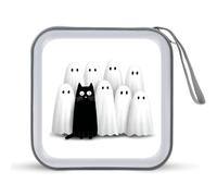 Jubonexis Black Cat and Groups of White Ghost - Estuche portátil para CD y DVD, para coche, hogar, viajes