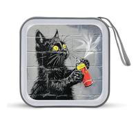 Jubonexis Black Cat Graffiti Street Art - Estuche portátil para CD y DVD