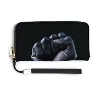 Jubonexis Black Fist Held Up - Cartera larga de piel sintética plegable, monedero, funda para tarjetas de crédito, almacenamiento de dinero duradero para mujeres y hombres