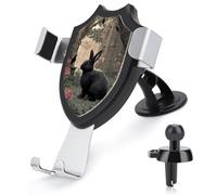 Jubonexis Black Rabbit in The Rose Garden - Soporte para teléfono de coche, base de clip triangular, soporte para rejilla de ventilación, accesorios automotrices para teléfonos inteligentes de 4 a 6