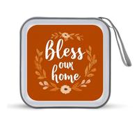 Jubonexis Bless Our Home on Orange - Estuche portátil para CD y DVD