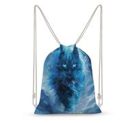 Jubonexis Blue Cat Walking on Snow Fantasy Art - Mochila de lona con cordón, ligera, deportiva, gimnasio, para hombres y mujeres