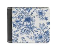 Jubonexis Blue Flower Bouquets - Cartera plegable de piel sintética suave vintage, monedero, funda para tarjetas de crédito, tarjetero duradero, billetera delgada para hombres y mujeres
