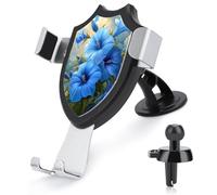 Jubonexis Blue Flowers Botanical Beauty - Soporte para teléfono de coche, soporte triangular con clip para rejilla de ventilación, accesorios automotrices para teléfonos inteligentes de 4 a 6 pulgadas