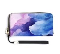 Jubonexis Blues and Purples Flowing Shapes - Cartera de piel sintética larga y plegable, monedero, funda para tarjetas de crédito, almacenamiento de dinero duradero para mujeres y hombres