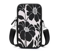 Jubonexis Bolsa cruzada minimalista con diseño de hojas de flores botánicas vintage para teléfono móvil con correa ajustable