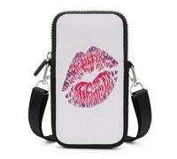 Jubonexis Bolso cruzado para teléfono móvil con estampado de un solo beso con estampado de San Valentín y correa ajustable, color negro