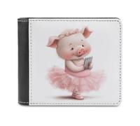 Jubonexis Bonito cerdo caprichoso en un tutú rosa suave de piel sintética, monedero, funda para tarjetas de crédito, tarjetero duradero, billetera delgada para hombres y mujeres, almacenamiento de