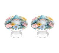 Jubonexis Bonito gnomo de Pascua con flores coloridas mariposas, pomos redondos para cajones con tornillos, 2 piezas, pomos de cajón para tocador, decoración para armario, hogar, oficina, cocina