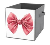 Jubonexis Bonito lazo de coqueta para San Valentín, cubos de almacenamiento, cubos de almacenamiento, plegables, cestas de almacenamiento de tela decorativas, organizadores del hogar con asas para