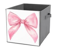 Jubonexis Bonito lazo rosa en un cubo de acuarela pastel, cubos de almacenamiento, cubos de almacenamiento, plegables, cestas de almacenamiento decorativas de tela, organizadores del hogar con asas