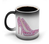 Jubonexis Bonito par de tazas de café de cerámica que cambian de color, con zapatos sanados, color rosa, taza de café de cerámica novedosa y divertida, taza de agua de 325 ml