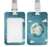 Jubonexis Bonito soporte retráctil para tarjetas de identificación de planeta Tierra, protector de tarjetas, placa de nombre, etiqueta de nombre para trabajo, oficina, médico, enfermera