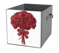 Jubonexis Boquette of Red Roses - Cubo de almacenamiento con diamantes de imitación brillantes, cubos de almacenamiento plegables y decorativos, cestas de almacenamiento de tela, organizadores para el
