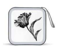 Jubonexis Botanical - Estuche portátil para CD o DVD, diseño de loro, tulipán, color negro
