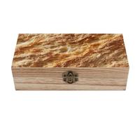 Jubonexis Caja de almacenamiento de madera con textura de corteza de pan exterior con tapa con bisagras y cierre frontal, caja de recuerdo grande