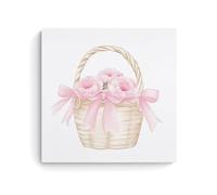 Jubonexis Canasta de paja de acuarela llena de peonías, lienzo para pared, pintura estética para sala de estar, decoración de granja, 40 x 40 cm, sin marco