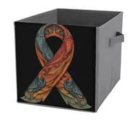 Jubonexis Canastas de almacenamiento plegables y decorativas de tela con diseño de cinta de cáncer para Halloween, organizadores para el hogar con asas para estantes, armario, 27 x 27 cm