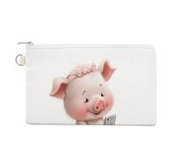 Jubonexis Cartera de lona, bonito cerdo caprichoso en un monedero con estampado de tutú rosa, monedero con cremallera, pequeña bolsa de cosméticos