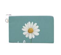 Jubonexis Cartera de lona, con texto en inglés "Word Bless Home and A Daisy on Blue Print", monedero con cremallera, pequeña bolsa de cosméticos