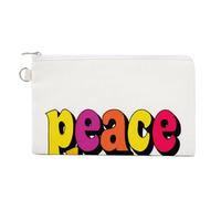 Jubonexis Cartera de lona, con texto en inglés "Words Peace Love in Colorful Bold Letras", monedero con cremallera, pequeña bolsa de cosméticos