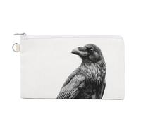 Jubonexis Cartera de lona, cuervo posado en un monedero con estampado de roca, monedero con cremallera, pequeña bolsa de cosméticos