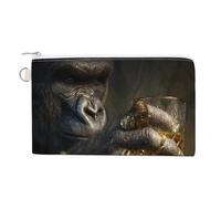 Jubonexis Cartera de lona, divertida mano de gorila sosteniendo un monedero con estampado de vidrio, monedero con cremallera, pequeña bolsa de cosméticos