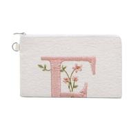 Jubonexis Cartera de lona, monedero bordado con letra mayúscula E impresa, monedero con cremallera, pequeña bolsa de cosméticos