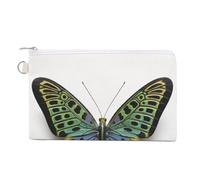 Jubonexis Cartera de lona, monedero con estampado de alas negras, azul, verde, amarillo, negro, monedero con cremallera, pequeña bolsa de cosméticos