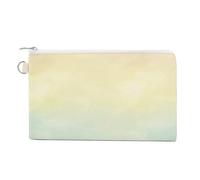Jubonexis Cartera de lona, monedero con estampado de fondo arcoíris azul y amarillo pastel, monedero con cremallera, pequeña bolsa de cosméticos