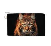 Jubonexis Cartera de lona, monedero con estampado de gato majestuoso caminando hacia adelante, monedero con cremallera, pequeña bolsa de cosméticos