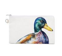 Jubonexis Cartera de lona, monedero con estampado de pato y acuarela, monedero con cremallera, pequeña bolsa de cosméticos