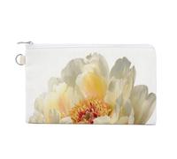 Jubonexis Cartera de lona, monedero con estampado de peonía con suave estampado dorado brillante, monedero con cremallera, pequeña bolsa de cosméticos