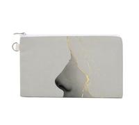 Jubonexis Cartera de lona, monedero minimalista con estampado de silueta de cara humana, monedero con cremallera, pequeña bolsa de cosméticos