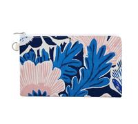 Jubonexis Cartera de lona, monedero vintage con estampado botánico de hojas de acanto y flores de peonía, monedero con cremallera, pequeña bolsa de cosméticos