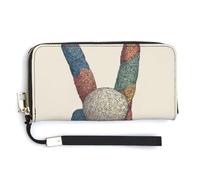 Jubonexis Cartera de mano con signo de la paz sosteniendo pelota de golf de piel sintética, cartera plegable larga, monedero, funda para tarjetas de crédito, almacenamiento de dinero duradero para