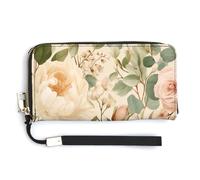 Jubonexis Cartera de piel sintética de piel sintética con diseño floral suave y vintage de rosas rosadas, monedero, funda para tarjetas de crédito, almacenamiento de dinero duradero para mujeres y