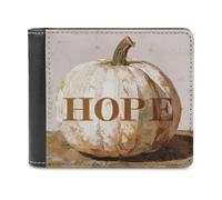Jubonexis Cartera grande de piel sintética suave con texto en inglés "Pumpkin with Word Hope", monedero, funda para tarjetas de crédito, tarjetero duradero, billetera delgada para hombres y mujeres