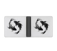 Jubonexis Cartera japonesa de piel sintética suave y minimalista con 2 peces circulando entre sí, monedero, funda para tarjetas de crédito, tarjetero duradero, billetera delgada para hombres y mujeres