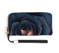 Jubonexis Cartera larga plegable de piel sintética azul marino y rosa cobre, monedero, funda para tarjetas de crédito, almacenamiento de dinero duradero para mujeres y hombres