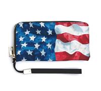 Jubonexis Cartera larga plegable de piel sintética con bandera de Estados Unidos, monedero, funda para tarjetas de crédito, almacenamiento de dinero duradero para mujeres y hombres